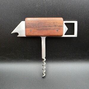 Carl Auböck Barboy Corkscrew Bottle Opener Wood Stainless Austrian Modernist